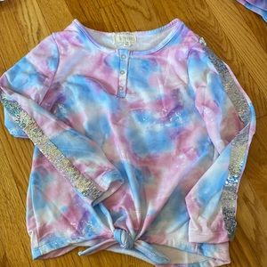 Girls sequin trim shirt tie dye girls size 10